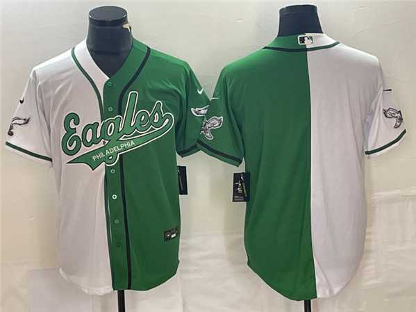 Men's Philadelphia Eagles Blank Green White Split Cool Base Baseball Limited Jersey,We sell and wholesale Men's Philadelphia Eagles Blank Green White Split Cool Base Baseball Limited Jersey on line form chian!
